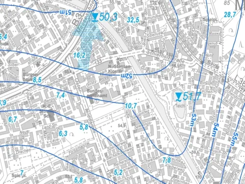 Kartenausschnitt aus der Grundwasserkarte