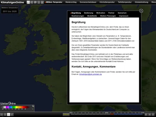Screenshot der Homepage www.klimafolgenonline.de
