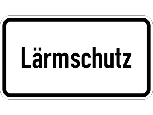 Ein weißes Schild mit dem Schriftzug "Lärmschutz"
