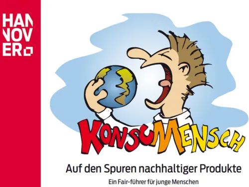 Karikatur eines Menschen, der sorglos die Erde konsumiert