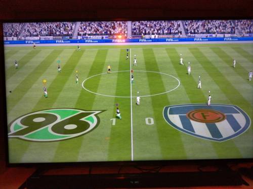 Bildschirm, auf dem das Videospiel FIFA 20 läuft.