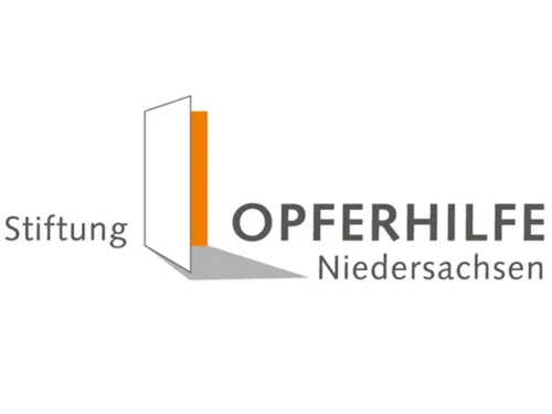 Das Logo der Stiftung Opferhilfe Niedersachsen zeigt neben dem entsprechenden Schriftzug einen stilisierten gesch&uuml;tzten Raum.