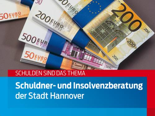 Titelblatt des Flyers "Schulden sind das Thema" der Schuldnerberatung der Landeshauptstadt Hannover