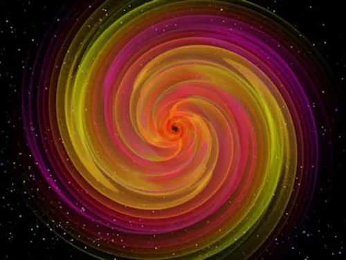 Bunte Spirale vor dunklem Hintergrund
