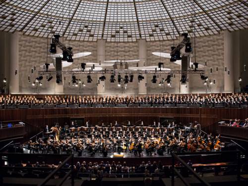 Orchestras and choir in a hall