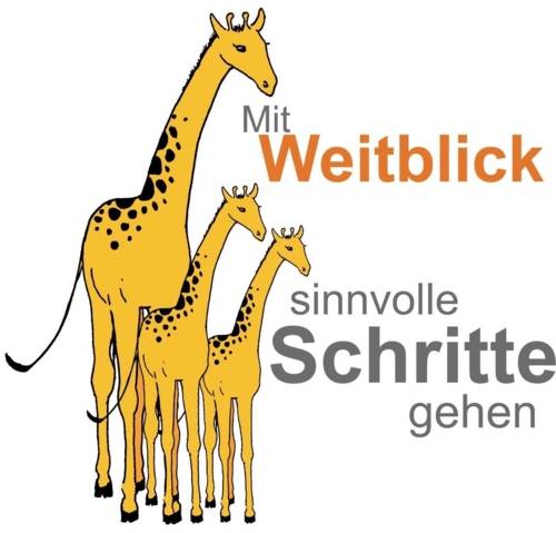 Logo mit drei Giraffen und der Schrift Mit Weitblick sinnvolle Schritte gehen