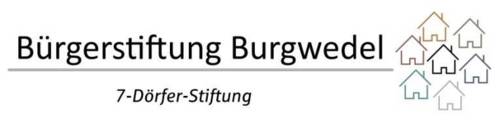 Logo mit stilisierten Häusern und der Schrift Bürgerstiftung Burgwedel Sieben-Dörfer-Stiftung