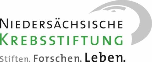 Logo mit der Schrift Niedersächsische Krebsstiftung Stiften Forschen Leben 