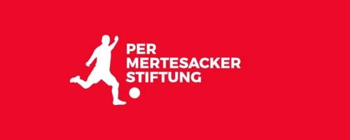 Logo mit einem Fußballer und der Schrift Per Mertesacker Stiftung 
