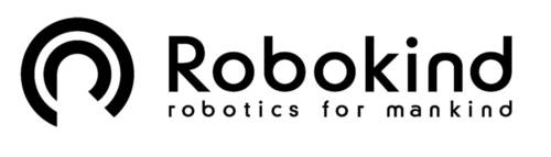 Logo mit zwei unten offenen Kreisen und der Schrift Robokind robotics for mankind