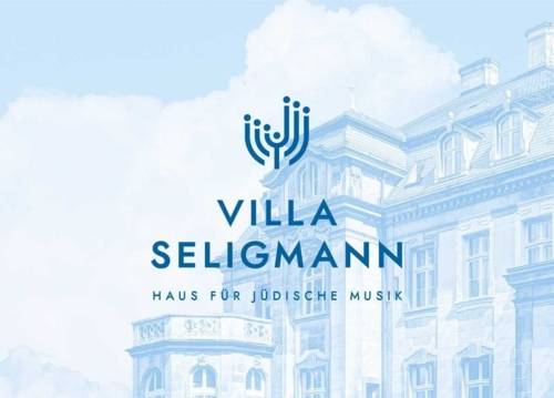 Logo mit einem siebenarmigen Kerzenleuchter und der Schrift Villa Seligmann Haus für jüdische Musik