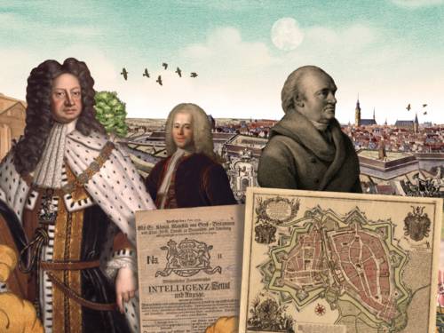 Collage mit Bildern aus Hannovers Stadtgeschichte.