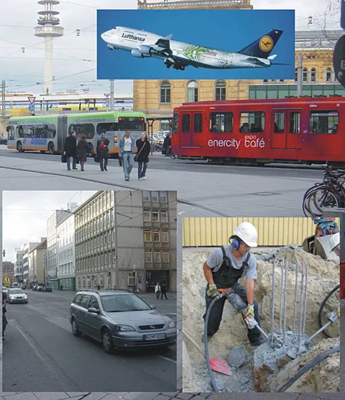 Bildcollage: Lärmquellen