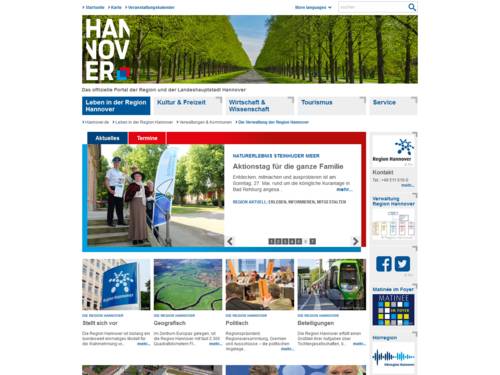 Vorschau auf den Internetauftritt der Verwaltung Region Hannover.