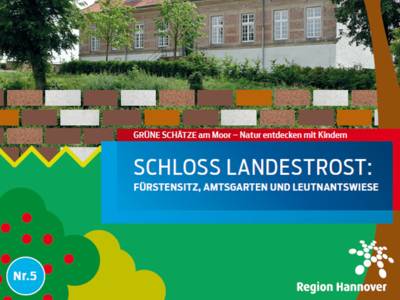 Das bunte Cover eines Kinderheftes über Schloss Landestrost