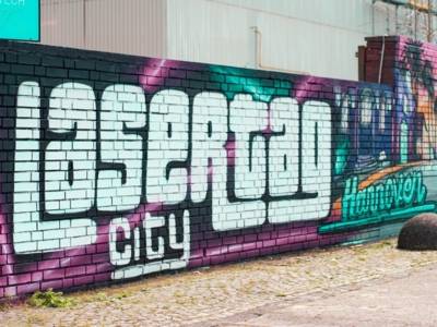 Ein Graffiti an der Wand des Lasertag City Hannover