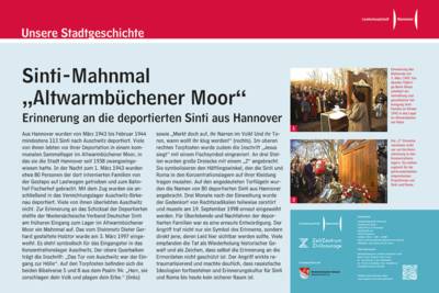 Erklärtafel Sinti-Mahnmal Altwarmbüchener Moor