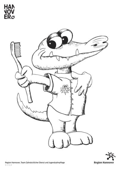 Krokodil im Anzug mit Zahnbürste als Outline