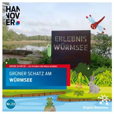 Titelbild eines Heftes: Gezeichneter See mit Frosch, Libelle und Hase