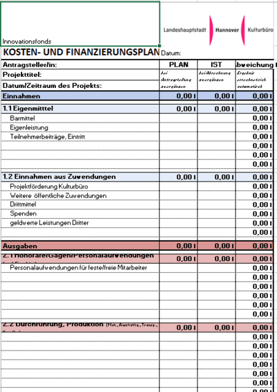 Vorschaubild: KoFi Innovationsfonds Excel Datei