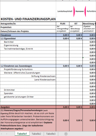 Vorschaubild: KoFi Darstellende Künste Excel Datei