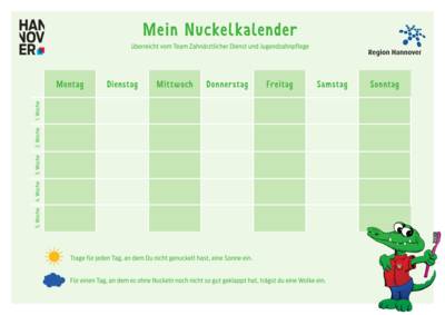 Wochenplan mit fünf Zeilen