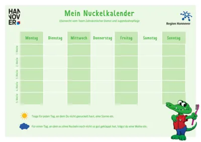 Wochenplan mit fünf Zeilen