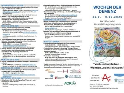 Vorschau auf das Veranstaltungsprogramm der Wochen der Demenz in der Region Hannover 2026
