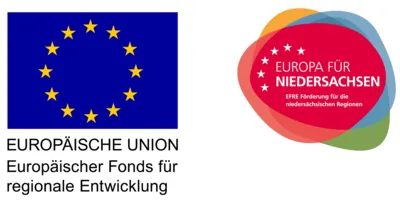 Logos "EUROP&Auml;ISCHE UNION &ndash; Europ&auml;ischer Fonds f&uuml;r Nachhaltigkeit" und "EUROPA F&Uuml;R NIEDERSACHSEN &ndash; EFRE F&ouml;rderung f&uuml;r die nieders&auml;chsischen Regionen.