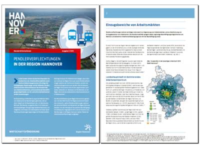 Vorschau auf das Deckblatt und die erste Seite der Ausgabe 1/2015 der "Standortinformationen" zum Thema "Pendlerverflechtungen in der Region Hannover"