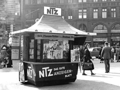 Kiosk mit NTZ-Reklame, Foto Wilhelm Hauschild, 1936