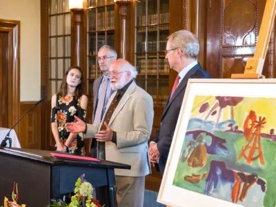 Isabella Reynolds, Dr. James Reynolds, Prof. Vernon Reynolds und OB Stefan Schostok