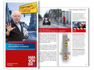Erwin Schütterle vom Freundeskreis Hannover weist in der Broschüre "Mobil bleiben im Alter - Mit Sicherheit in Hannover" auf die Einhaltung von Verkehrsregeln hin