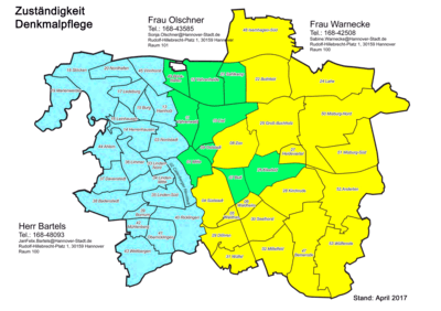 Übersichtskarte von Hannover, in Stadtteile gegliedert