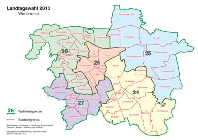 Wahlkreiskarte der Landeshauptstadt Hannover