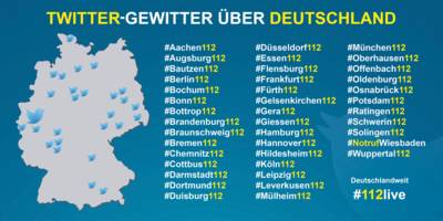 41 Berufsfeuerwehren beteiligen sich am Twittergewitter. Die Feuerwehr Hannover ist unter #hannover112 mit dabei.