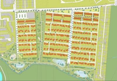 Aktueller Bebauungsplan des zero:e parks mit drei Bauabschnitten und der Grünplanung