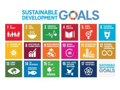 17 Piktogramme, die die globalen Nachhaltigkeitsziele der Vereinten Nationen darstellen