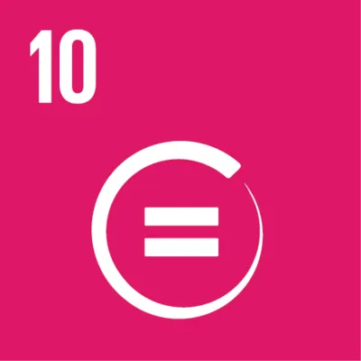 Symbol f&uuml;r globales Nachhaltigkeitsziel Nr. 10 "Ungleichheit verringern"
