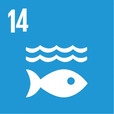 Symbol f&uuml;r globales Nachhaltigkeitsziel Nr. 14  "Leben unter Wasser"