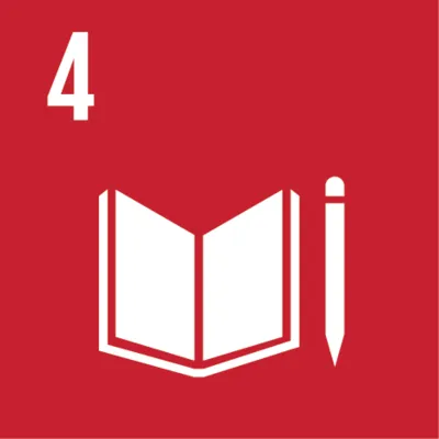 Symbol f&uuml;r globales Nachhaltigkeitsziel Nr. 4 "Bildung f&uuml;r alle"