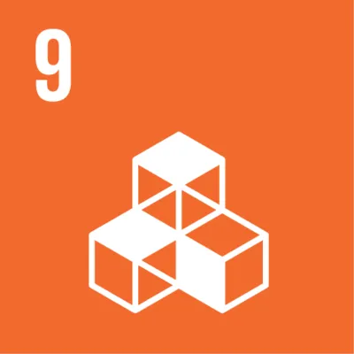 Symbol f&uuml;r globales Nachhaltigkeitsziel Nr. 9  "Innovation und Infrastruktur"