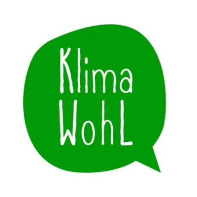 Gr&uuml;ne Sprechblase mit wei&szlig;em Schriftzug Klimawohl