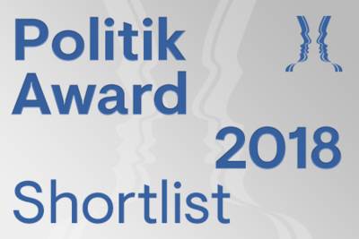 Logo mit der Aufschrift "Politik Award 2018 Shortlist"