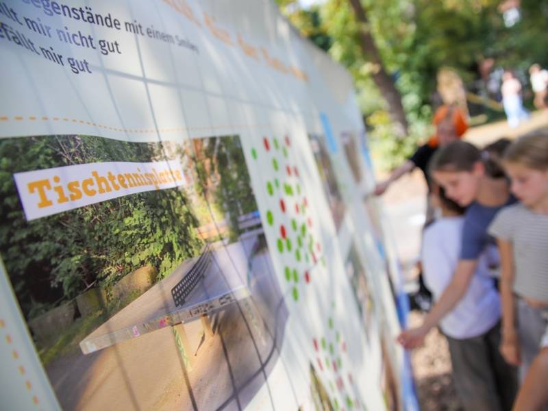 Blick auf ein Plakat bei einer Beteiligungsveranstaltung.