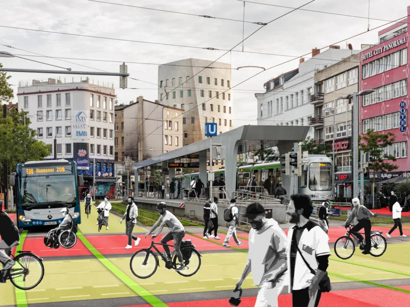 Visualisierung eines Teils der Innenstadt von Hannover.