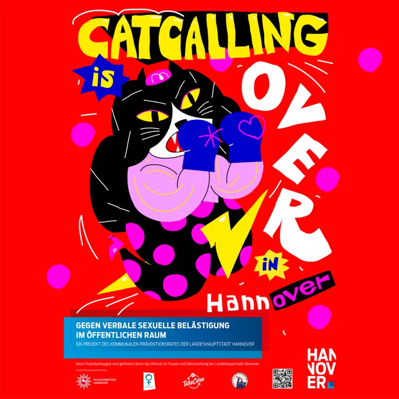 Illustration einer vermenschlichten Katze mit Boxhandschuhen