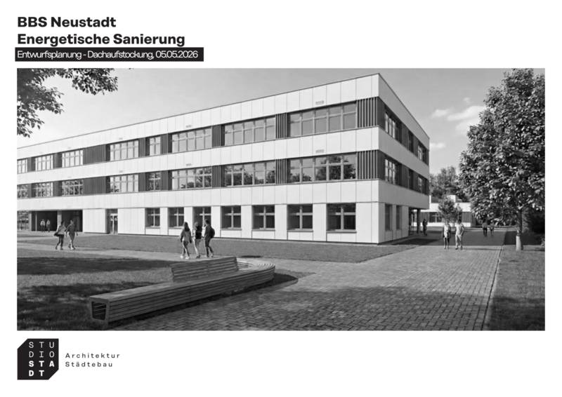 BBS Neustadt: Aufstockung Ansicht Haupteingang.