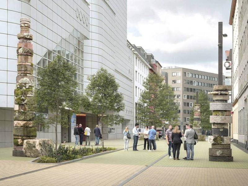 Visualisierung einer umgebauten Stra&szlig;e.