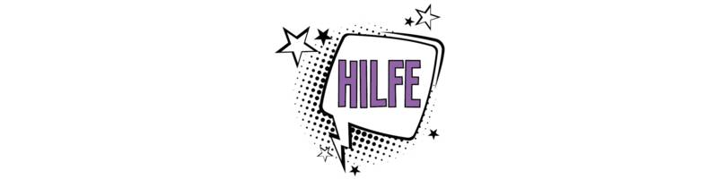 Zeichnung: Das Wort Hilfe in einer Sprechblase